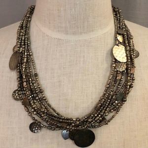 Chico's multi-strand metallic beaded necklace EUC